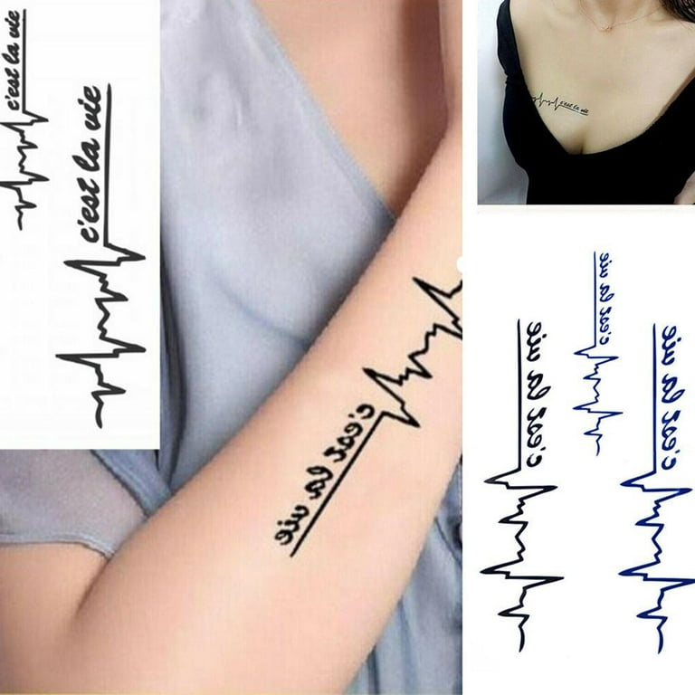 Waterproof Temporary Tattoos Fashion 3D Electrocardiogram Tattoo Body  Sticker Art Design Z8B9 - Walmart.Com