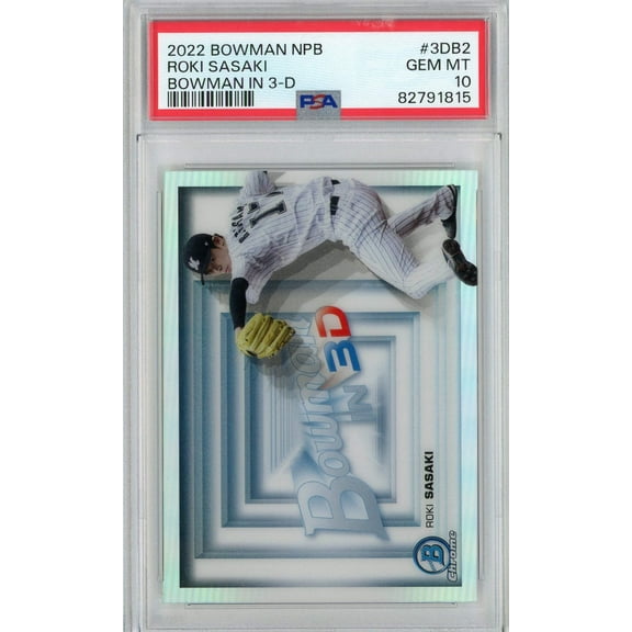 Graded 2022 Bowman NPB Roki Sasaki #3DB2 Bowman In 3-D Rookie RC Baseball Card PSA 10 Gem Mint