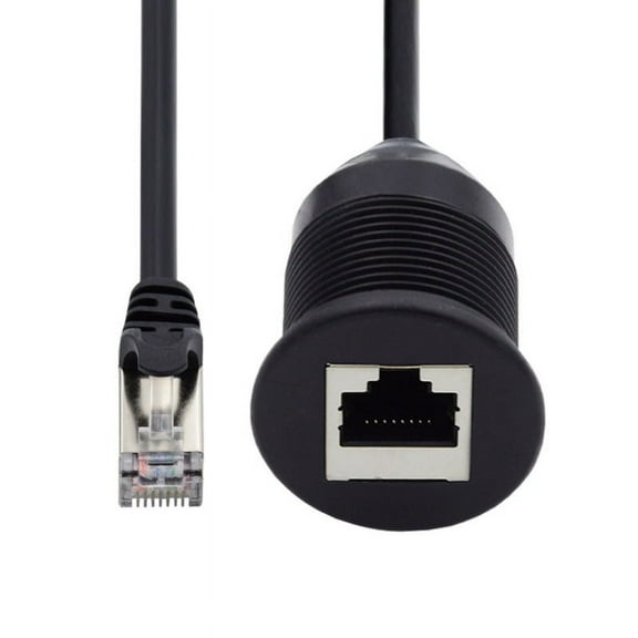 CY 1m Waterproof Dustproof Screw Locking CAT6 RJ45 Male to Female Lan Ethernet Network Extension Cable Car Panel Mount Design