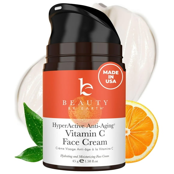 Beauty by Earth Vitamin C Face Cream - USA Made with Organic & Natural Ingredients, Skin Brightening Cream for Face, Discoloration Correcting & Anti Aging Moisturizer fo