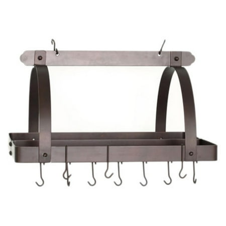 Oiled Bronze Rectangular Hanging Pot Rack With Grid 24 Hooks Oiled Bronze Rectangular Hanging Pot Rack With Grid 24 Hooks