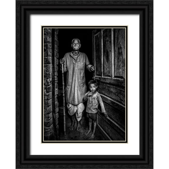 Dhahi, Saeed 24x32 Black Ornate Wood Framed with Double Matting Museum Art Print Titled - With Grandfather