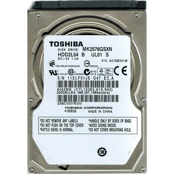 Toshiba MK2576GSXN 250GB HDD2L54 B UL01 S CHINA