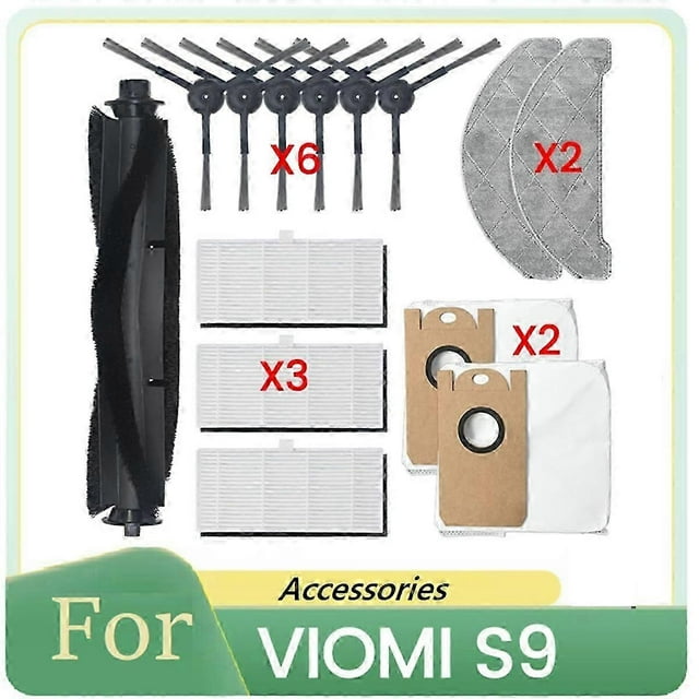 14PCS for VIOMI S9 Robot Vacuum Cleaner Accessories Main Brush Side Brush Filter Mop Cloth Dust Bag