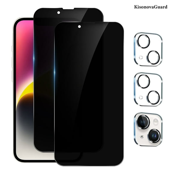 [2 2Pack]For iphone 14 Screen Protector and Camera Lens Film[Privacy Tempered Glass Protector][9H Hardness][No-Bubble][3D Full Coverage]for iphone 14(6.1 Inch)