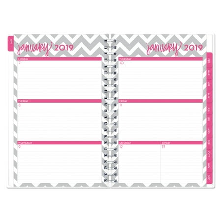 Blue Sky Dabney Lee Ollie Weekly/Monthly Wirebound Planner, 5 x 8, Gray/White, 2019