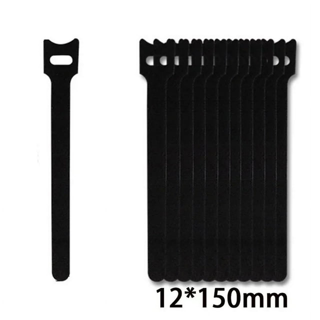 50pcs Releasable Cable Ties Plastics Nylon Hook Loop Wrap Zip Bundle Fastener Straps Detachable T-type Wire Organizer black 50 pieces