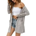 thumbnail image 4 of hirigin Women Knit Cardigan with Lace Flower Patchwork Sleeve, Solid Color Single Breasted Spring Clothing, 4 of 6