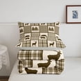 thumbnail image 5 of Manfei Wildlife Bear Grid Full Size Comforter Sets,Brown Check Pine Bedding Comforter Set,Light Gray Reversible,3pcs,1 Comforter and 2 Pillowcases, 5 of 7