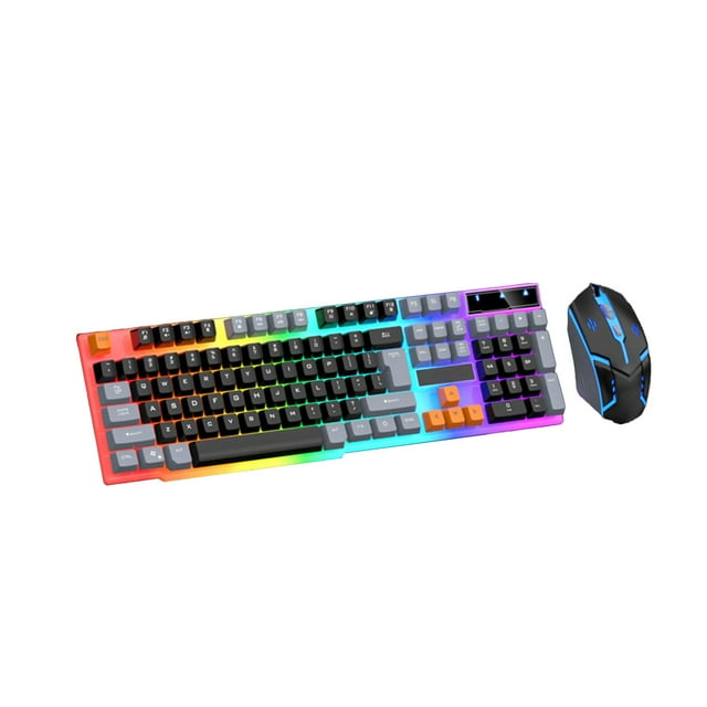 Clavier et Souris Filaires Usb Noirs avec Touches Mécaniques Rétroéclairées RVB, Réponse Sans Délai pour Bureau/jeux, Effets d'Éclairage Personnalisables, Ensemble de 2 Pcs