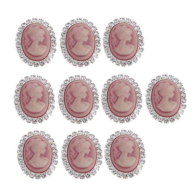 10 piezas de de imitación botones ovalados adorno de aleación decoración de boda de bricolaje - rosa, se describe Rosado Macarena Botones ovalados de diamantes de imitación