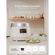 CUCKOO High Pressure Rice Cooker 10-Cup Uncooked / 20-Cup Cooked with Nonstick Inner Pot, Large Rice Maker with 13 Menu Options and Steam Plate, Fuzzy Logic Tech, Voice Guide, White (CRP-P1009SW)