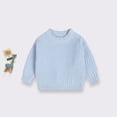 thumbnail image 3 of GYRATEDREAM Toddler Boys Girls Crewneck Sweaters Kids Fall Long Sleeve Cute knit Pullover Shirts Tops for 1-9Y Blue, 3 of 9