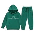 thumbnail image 5 of KAUOD Girls Fleece Sweatpants Set Cute Cotton Hoodies Joggers Pants Warm Outfits Kids Casual Hooded Sweatshirts with Pockets, 5 of 5
