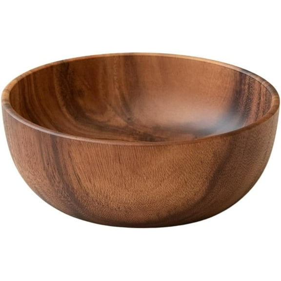 Acacia Wooden Serving Bowls,Serving Bowl for Fruits or Salads, Single Bowl (7.87" D × 2.95" H) 40.5 oz