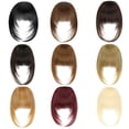 thumbnail image 3 of ERDOUY Synthetic Fiber Clip-On French Bangs Extensions, Women's Thick Fringe Hairpieces with Temple Clips, Easy-to-Wear Clip In Bangs Hair Accessories, Black, 3 of 4