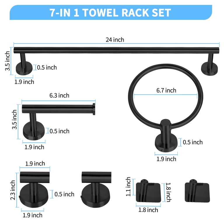 PHANCIR 7-Piece Bathroom Hardware Set, Matte Black photo 8