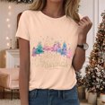 thumbnail image 2 of Duqingm Christmas Clothes 2025 Women's Round Neck Short Sleeve T-Shirt Christmas Hat Print Casual Comfortable Soft Purple Glass Design Light Yellow,S, 2 of 6