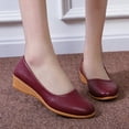 thumbnail image 2 of asddcavvf Fashion Spring And Summer Women Single Shoes Wedge Heel Round Toe Medium Heel Shallow Mout, 2 of 8