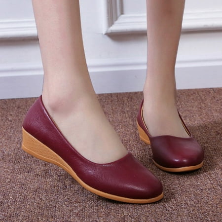 

Sunhillsgrace Women s High Heels Fashion Spring And Summer Women Single Shoes Wedge Heel Round Toe Medium Heel Shallow Mouth