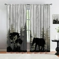 thumbnail image 3 of Forest Wild Animal Elephant Window Curtains Treatments, Retro Rustic Wooden Board Style Blackout Rod Pocket Window Drapes, Breathable Foldable Window Shades for Living Room Bedroom-W42xL54in, 3 of 6