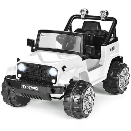 Costway 12V Kids Ride on Truck Jeep Car RC Remote Control w/ LED Lights Music