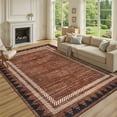 thumbnail image 2 of Garvee 5x7 Geometric Bordered Rug Solid Area Rug with Non Slip Backing, Washable Rug Soft Neutral Floor Mat for Living Room Bedroom Dining Room, Red, 2 of 6