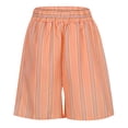 thumbnail image 5 of AJGRHE Women's Fashion Striped Casual Elastic Waist Pocket Shorts Orange L, 5 of 9