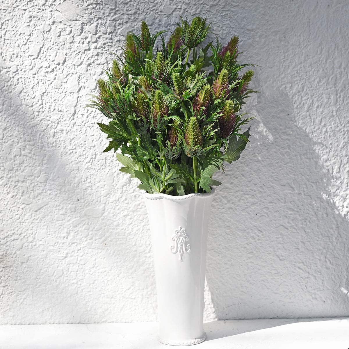 Viworld Real Size Artificial Thistle Flowers Real Touch 8 Stems Rustic Purple Thistle Decor Spray Eryngium | Sea Holly for Wedding Bouquet Centerpiece 26 inches