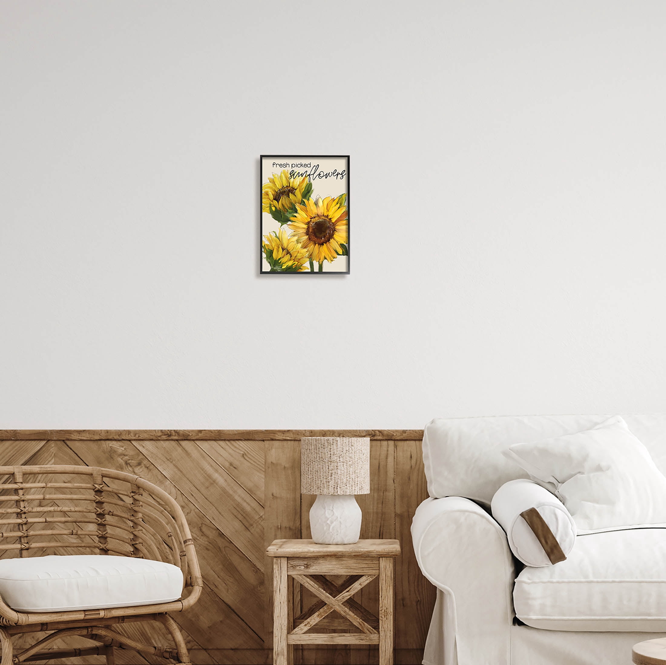 Stupell Industries Fresh Picked Sunflowers Typography Graphic Art Black Framed Art Print Wall Art, Design by Conrad Knutsen