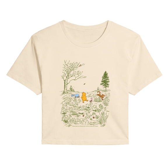 Winnie the Pooh - Cottagecore Scene Women's Cropped Graphic T-Shirt