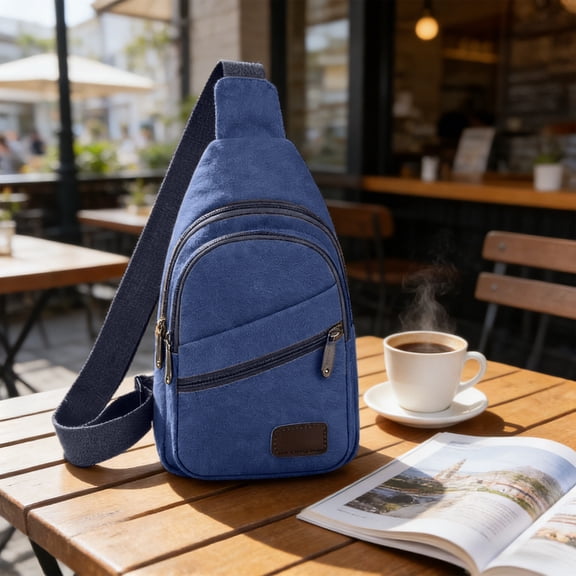 MMJ Canvas Crossbody Bag Waterproof Sling Chest Pack Travel Backpack for Hiking Travel Unisex Lightweight