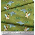 thumbnail image 2 of Soimoi Green Georgette Viscose Fabric Plam Tree,Chair & Girl Beach Print Sewing Fabric Yard 42 Inch Wide, 2 of 3