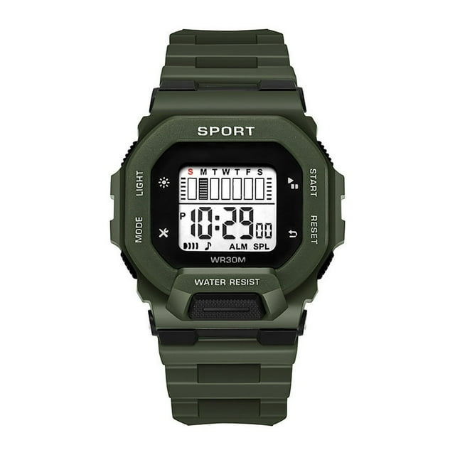 Student Watch LED Large Screen Waterproof Adjustable Multifunctional Comfortable to Wear Square Dial LED Digital Watch Daily Wear