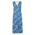 thumbnail image 5 of Hyknon Wedding Guest Dresses for Women Fashion Casual Loose Plus Size Swing Summer Dresses Casual Boho Floral Printed Sleeveless V-Neck Wrapped Chest Cocktail Dresses, 5 of 5