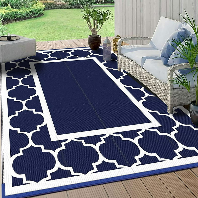 HUGEAR RV Outdoor Rug Waterproof Mat Rugs 9'x12' for Patios Clearance  Carpet Camping Large Plastic
