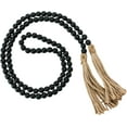 thumbnail image 4 of Creative Co-Op Paulownia Wood Bead Garland with Jute Tassels, Distressed Black, 4 of 7