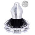 thumbnail image 2 of iixpin Girls Sparkle Hip Hop Jazz Dance Performance Outfits Ballet Dance Dress Tutu Skirted Leotard 4-16 Years Silver 6, 2 of 6