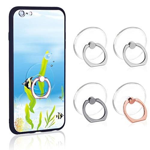 Phone Ring Transparent Cell Phone Ring Holder 360 Degree Rotation 180 Degree Flip Phone Ring Grip Finger Ring Stand Kickstand Compatible Various Mobile Phones or Phone Cases (Transparent)