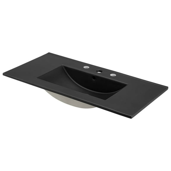 Single Vanity Sink, Black, Ceramic, Hotel Bedroom Bathroom, Modern Contemporary HB33614