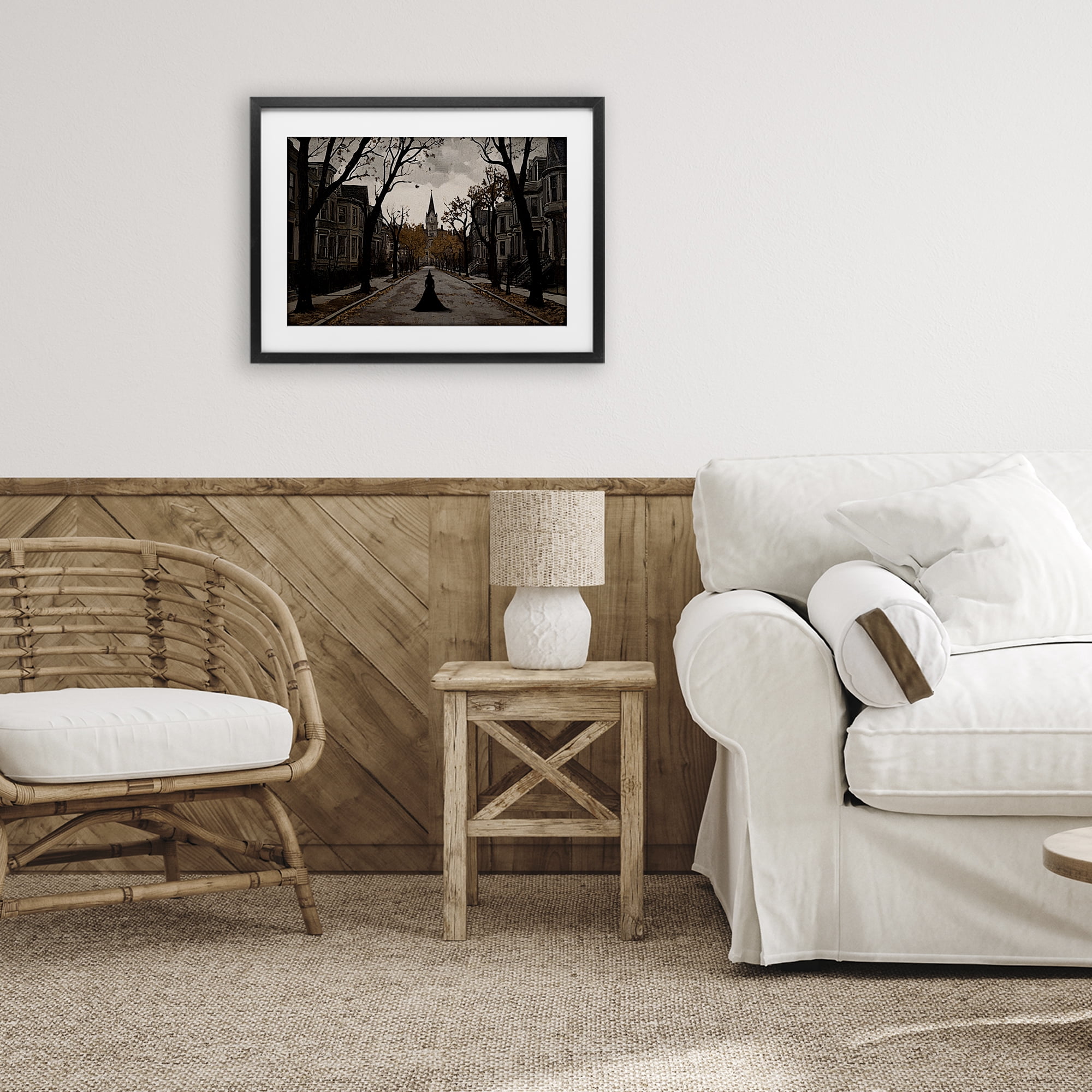 Stupell Industries Witch Strolling Town Streets Black Framed Print Under Glass, design by Jacky Ngan