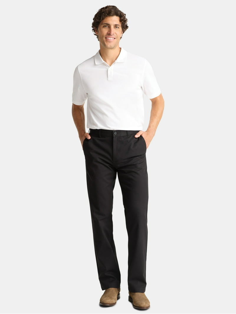George Men's Flat Front Casual Pants, Straight Leg, Mid-Rise, 60