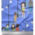 thumbnail image 1 of Soimoi Blue Velvet Fabric Street Lamp Human Figure Print Fabric by Yard 58 Inch Wide, 1 of 5