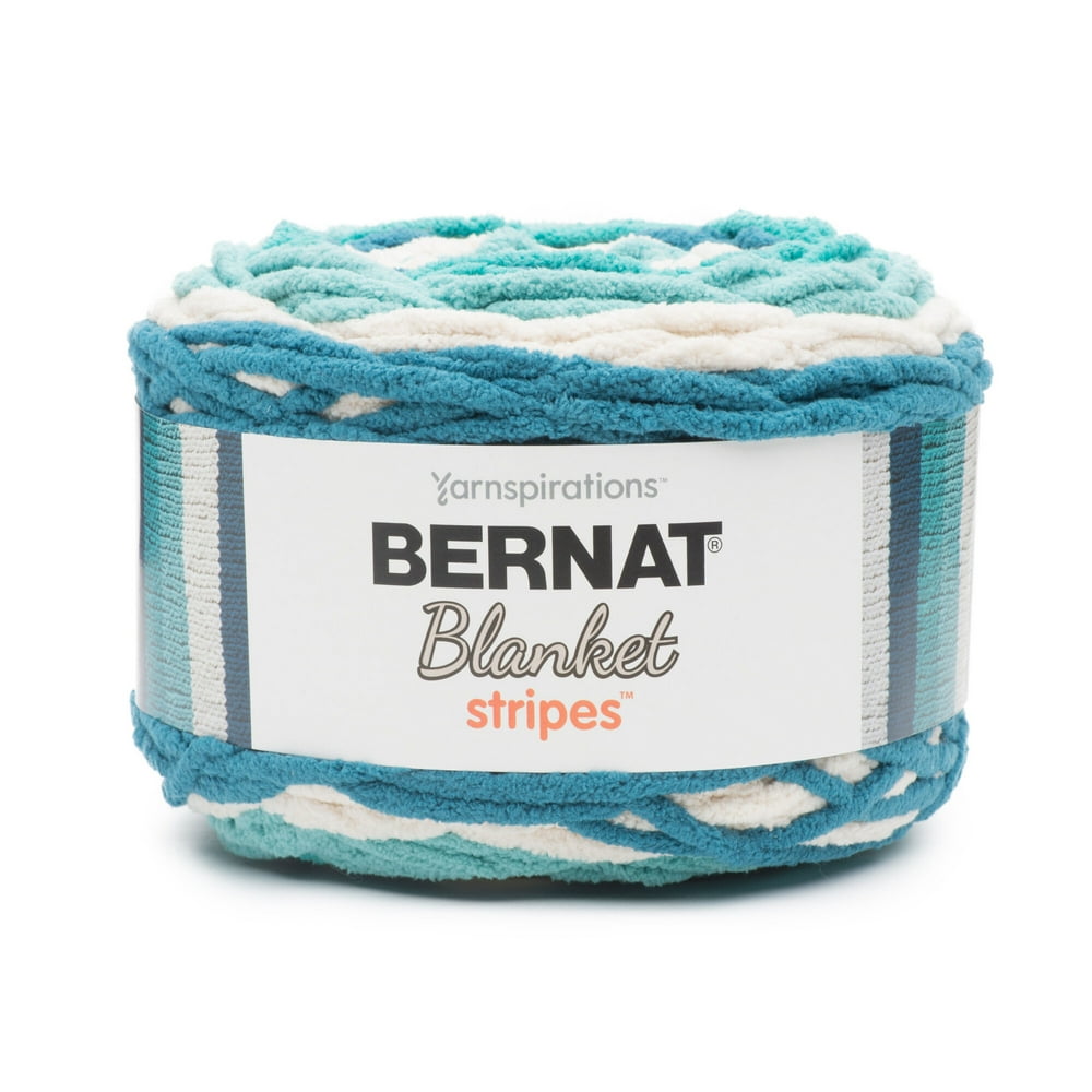 Bernat Blanket Stripes Yarn, Teal Deal, 10.5oz(300g), Super Bulky