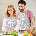 thumbnail image 3 of Light Grey Leaf Like Pattern Apron-Garden Aprons for Women with Pockets-Cotton Linen Waterproof Kitchen Cooking Gardening Aprons Adjustable for Kitchen,Cooking,BBQ and Salon 33x27 Inch, 3 of 7
