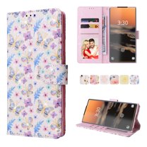 Tarise Phone Case for Galaxy S22 Ultra 5G, for Samsung S22 Ultra Wallet Case, PU Leather [RFID Blocking][Wrist Strap][Kickstand] Magnetic Shockproof Cover for Samsung S22 Ultra, Butterfly Flower