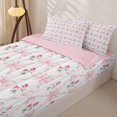 thumbnail image 3 of Homewish Vintage Flowers Floral Zipper Twin Comforter Sets with Fitted Sheet and 2 Pillowcases,Pink Princess Bowknot Zipper Bedding Set For Girls Kids,Reversible,4-Piece, 3 of 7