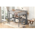 thumbnail image 5 of Full Size Loft Bed w/ Desk, Storage & Charging Station - Gray Wood Frame Bedroom Furniture. Includes Cabinets, Drawers, & Bedside Tray. Perfect for Study/Small Spaces., 5 of 19