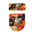thumbnail image 2 of HELLHERO Cat and Maple leaves Toilet Covers Set of 2 Pieces Soft Lid Cover Set for Toilet Elastic Installation Bathroom Supplies, 2 of 8