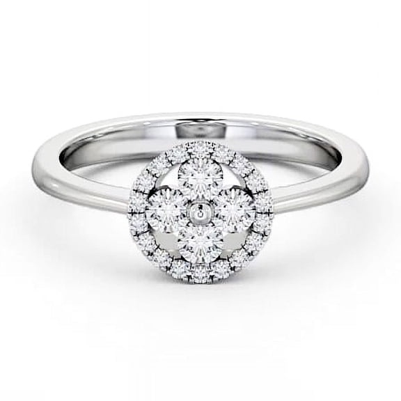 Nerra Jewel 0.9 Ct Round Cut Lab Created Simulated Diamond - 14K White Gold Plated Rings for Her - Engagement Wedding Prong Setting Rings for Women's - Halo Solitaire with Accent Engagement Rings